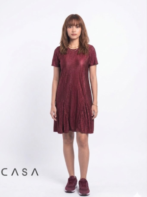 Casual Plain Maroon Elegant Women Dress